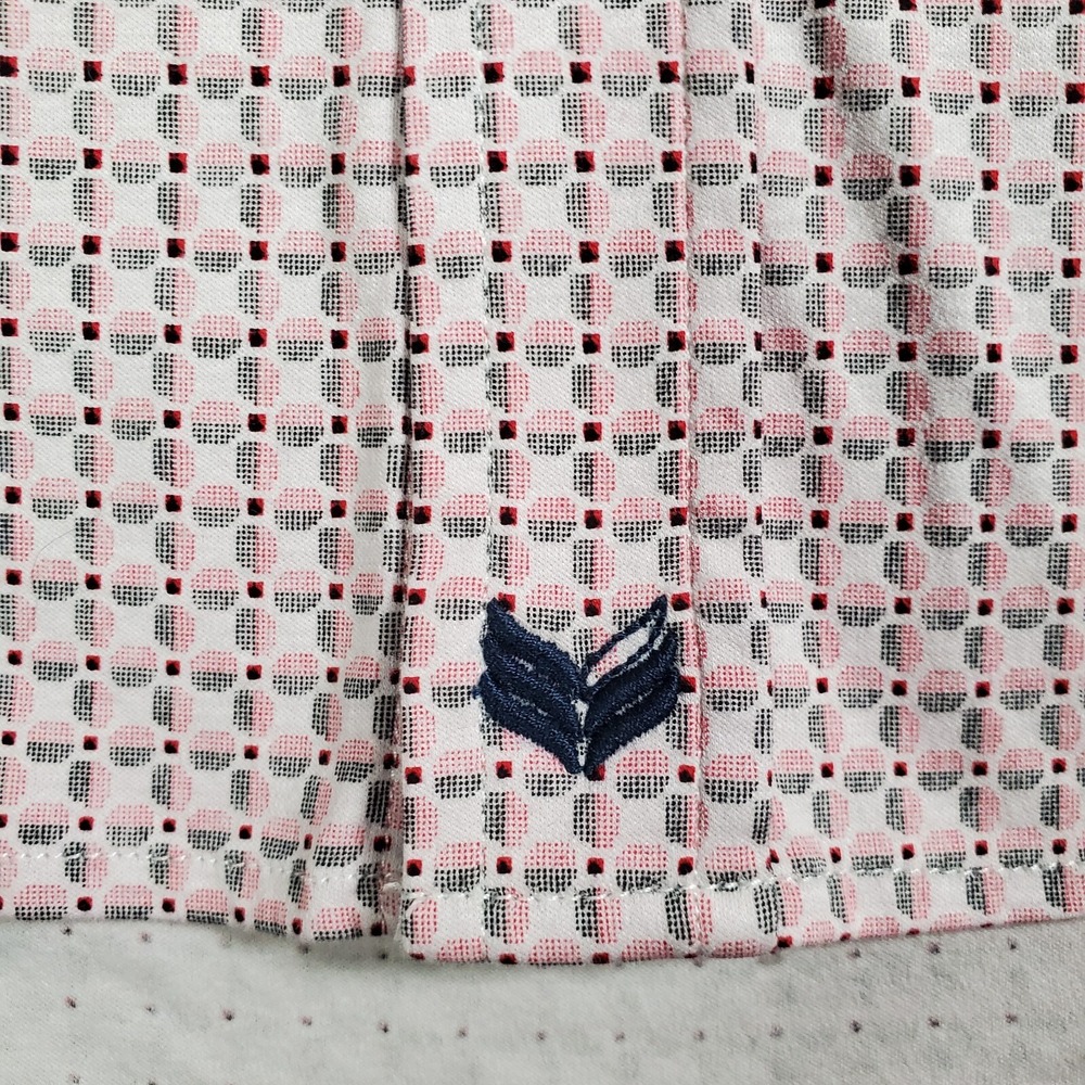 Butter Cloth Shirt Mens L Pink Red Tonal Geometric All Over Print‎ Flip Cuff - Picture 6 of 8